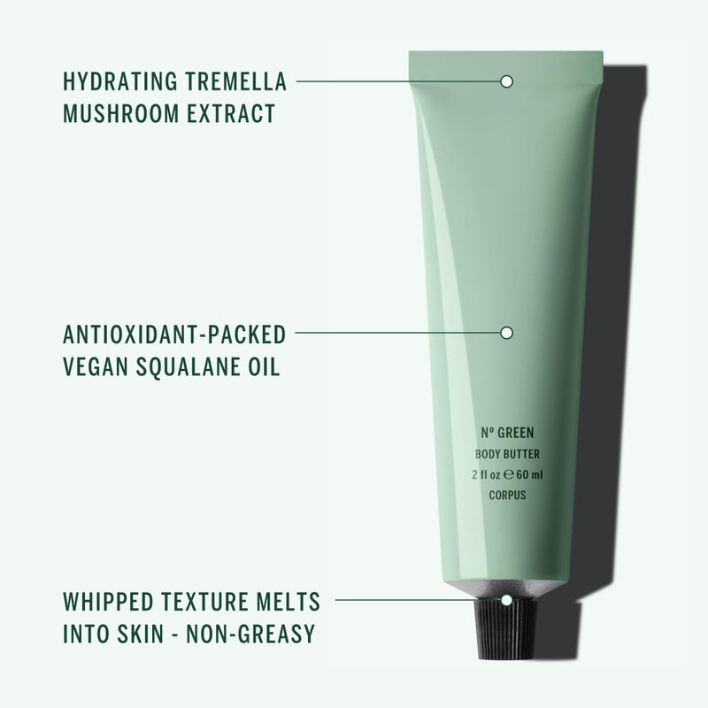 Corpus - Nº Green Body Butter | Ultra-Rich Body Cream, Whipped Texture Melts into Skin | Luxurious Non-Greasy Hydrating Plant-Based Formula with Tremella Mushroom & Vegan Squalane (60 mL / 2 fl oz) - Image 3